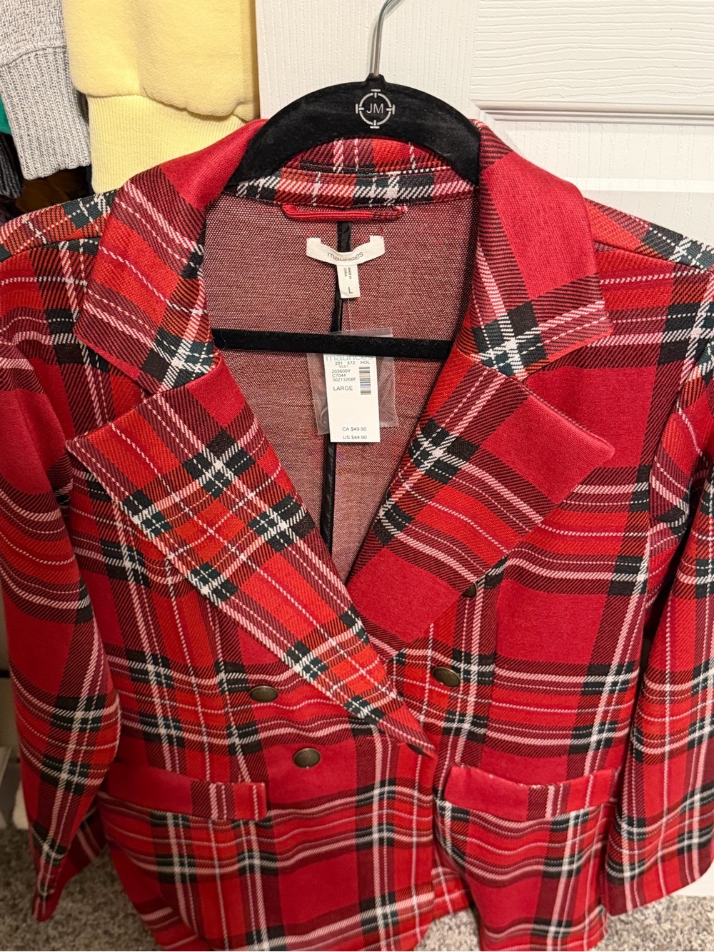 Maurices Red Plaid Double-Breasted Women's Blazer